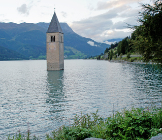 Reschensee - Kirchturm von Alt-Graun